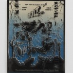 John Neff, Scraps from Blanchon (Bolt), 2011, Chemcially faded cyanotype with stapled acetate negative, 8.25 x 6.25 inches, Unique.